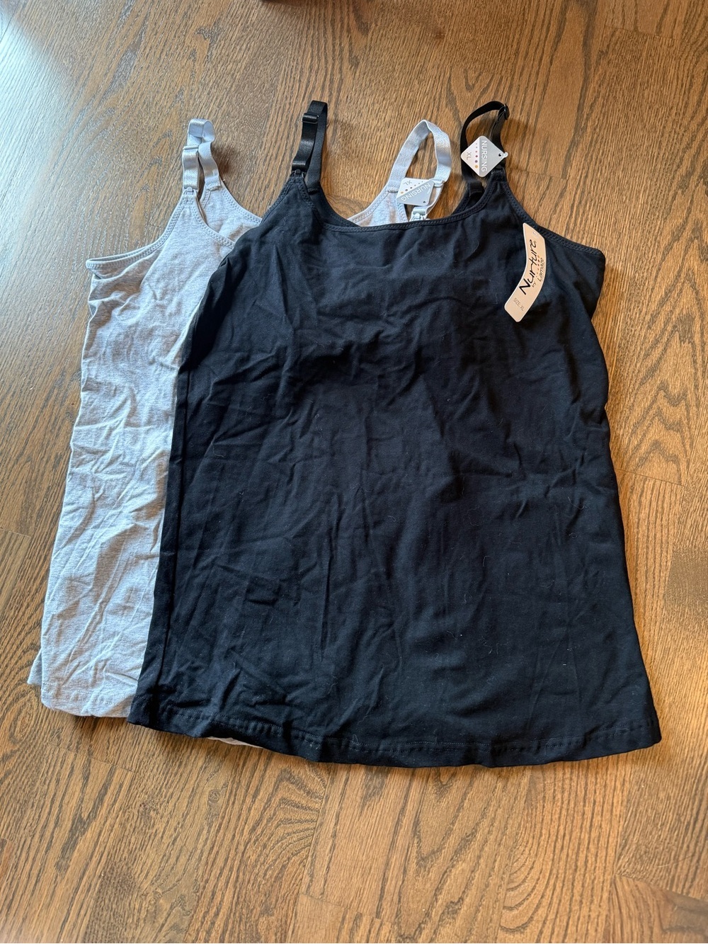 Lamaze 2 pack Black & Gray Nursing Tank Tops with Adjustable Straps size XL
